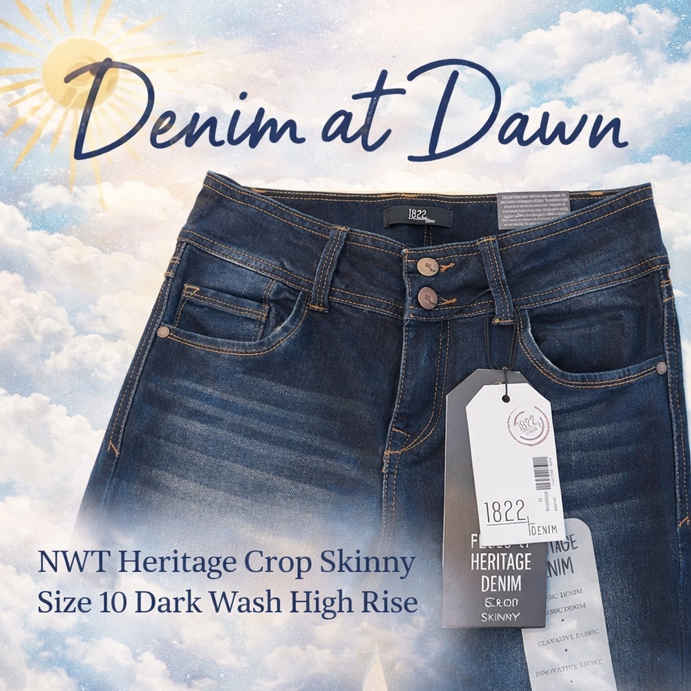 NWT 1822 Denim Heritage Crop Skinny Jeans Size 10 Dark Wash High Rise